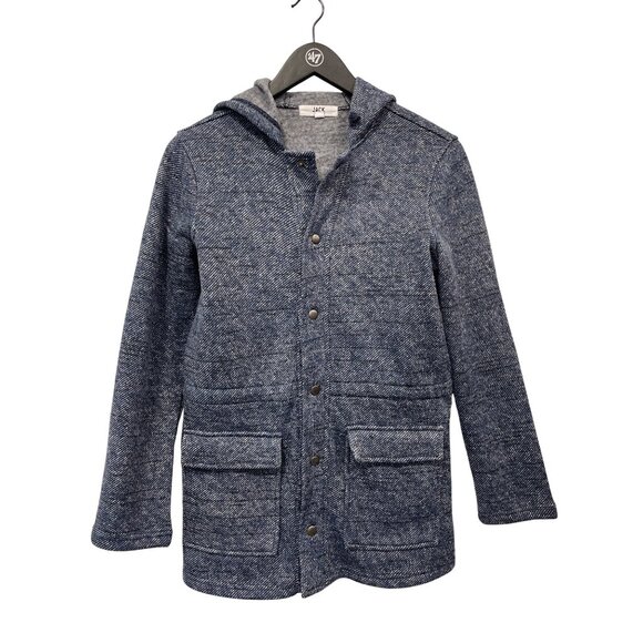 Jack by BB Dakota Jackets & Blazers - Jack By BB Dakota Coat Size Small Snap Front Long Sleeve Hooded Jacket Blue Cozy